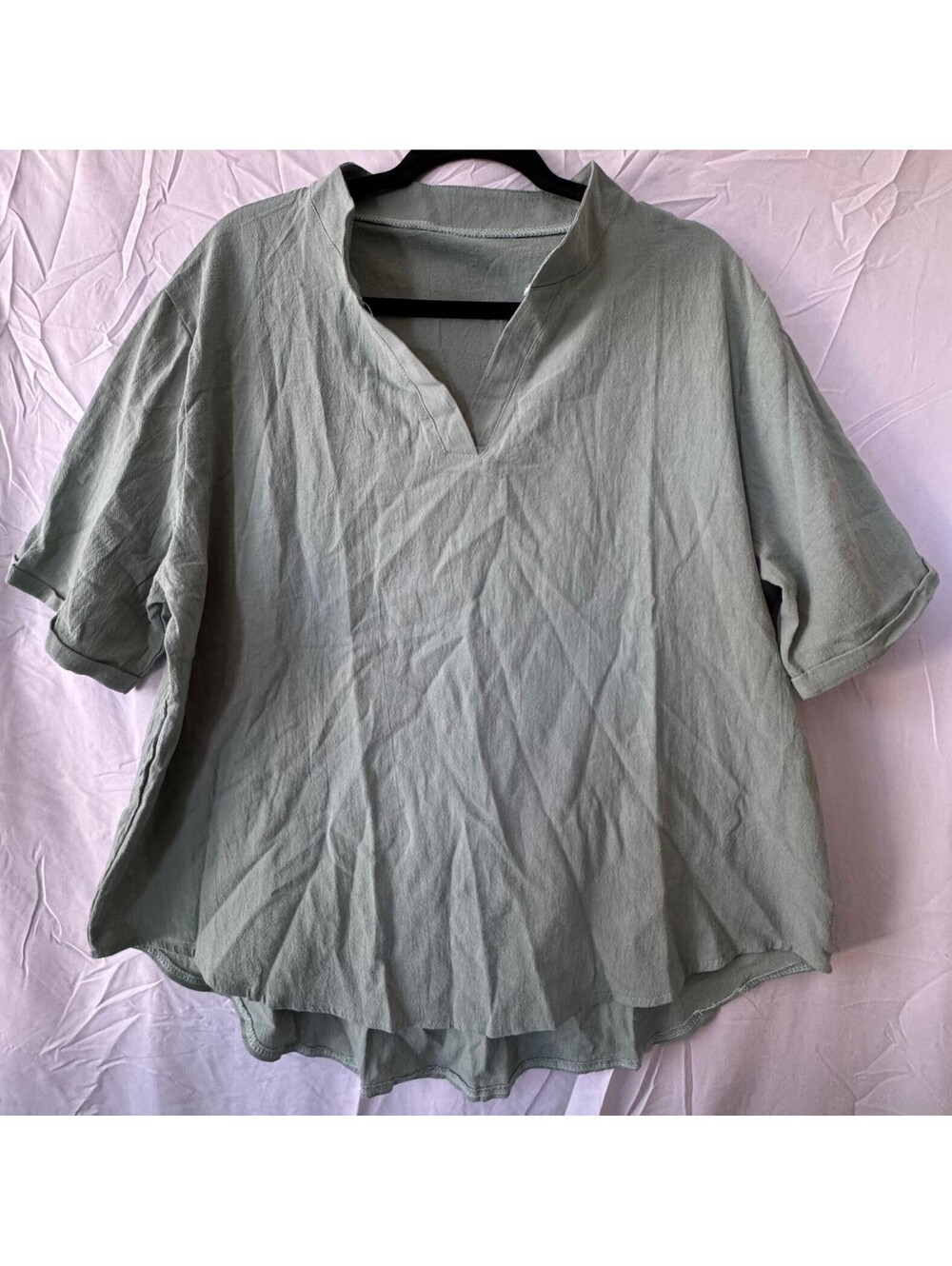 Unbranded Cotton Gauze Top 5XL Sage Green V Neck Oversized Tunic NWOT